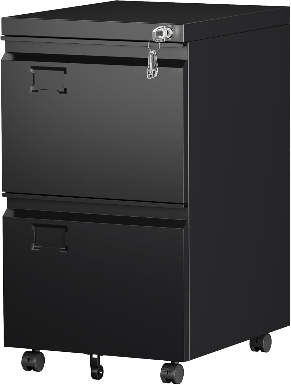 SUXXAN 4 Drawer File Cabinet, Metal Vertical Black Filing Cabinets with Locks Name Card Holder for Home Office, Assembly Required