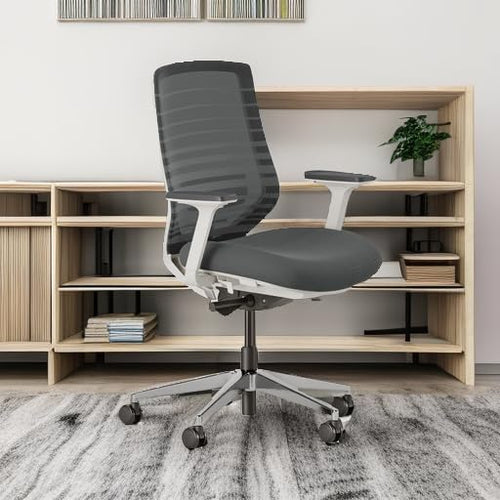 Branch Ergonomic Chair - A Versatile Desk Chair with Adjustable Lumbar Support, Breathable Mesh Backrest, and Smooth Wheels - Experience Optimal Comfort and Support - Graphite - White