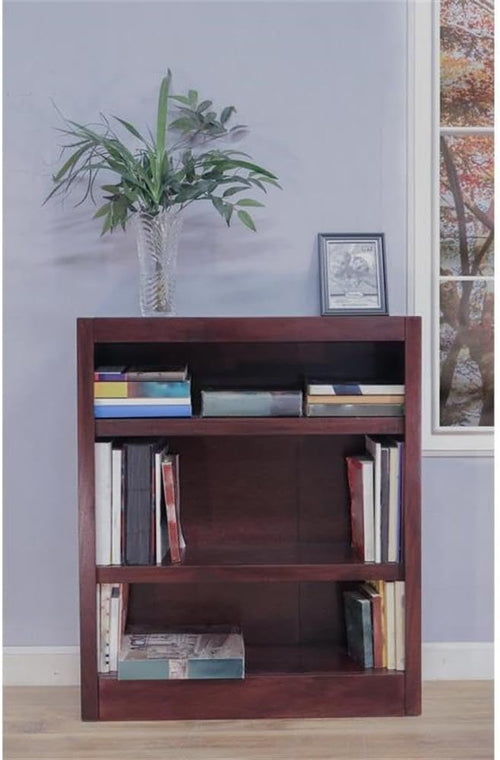 BOWERY HILL Traditional 36" Tall 3-Shelf Wood Bookcase in Cherry