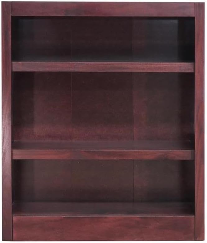 BOWERY HILL Traditional 36" Tall 3-Shelf Wood Bookcase in Cherry