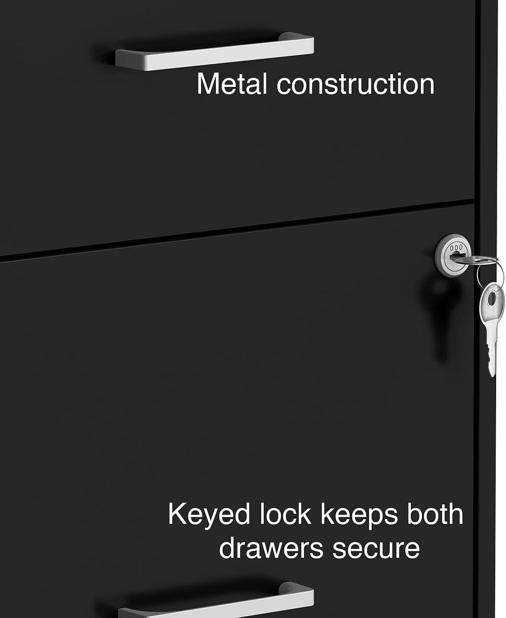 STAPLES 2-Drawer Vertical File Cabinet, Letter Size Documents, Lockable, 18.9" D x 14.3" W x 24.1" H, Black