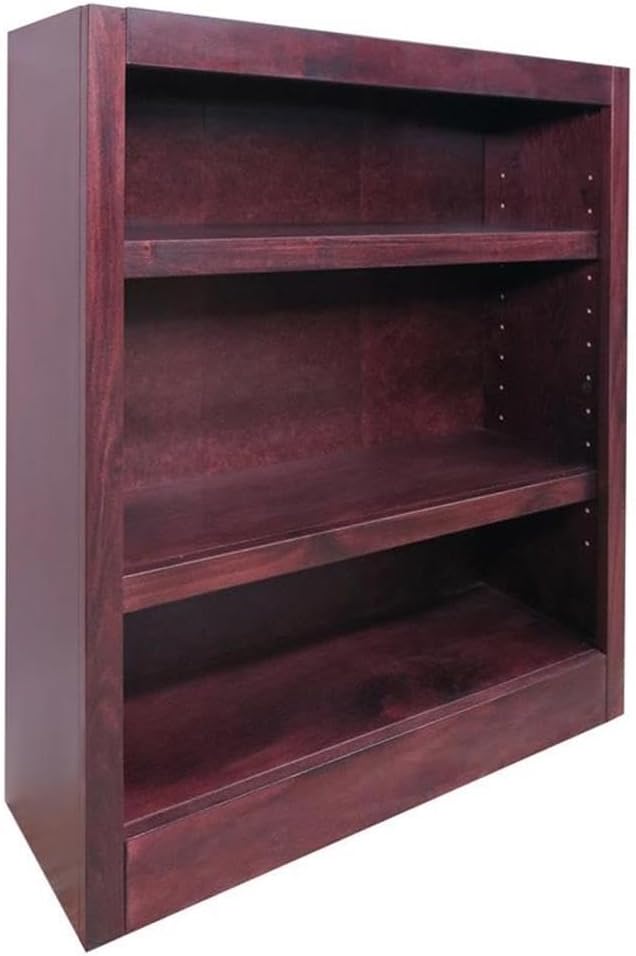 BOWERY HILL Traditional 36" Tall 3-Shelf Wood Bookcase in Cherry