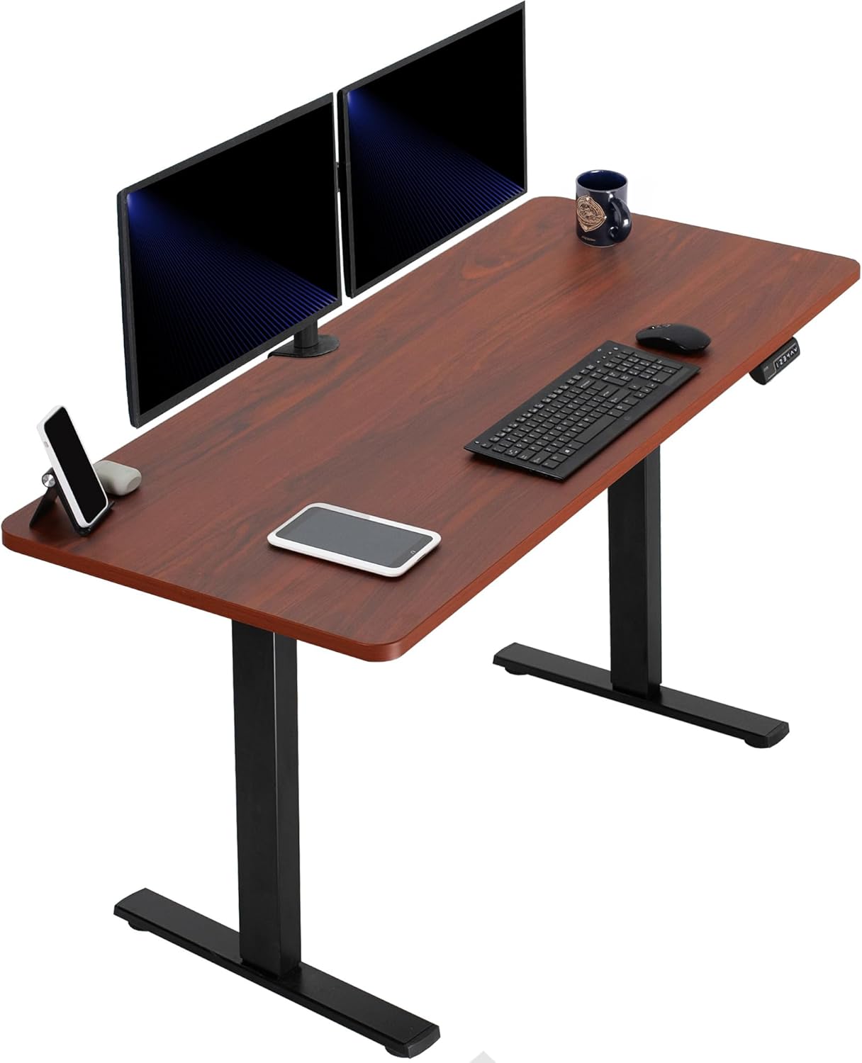 VIVO Electric 60 x 30 in Standing Desk, Memory Height Adjustment, 1B Series, Holds 220 lbs, Black Top Black Frame, DESK-KIT-1B6B-30