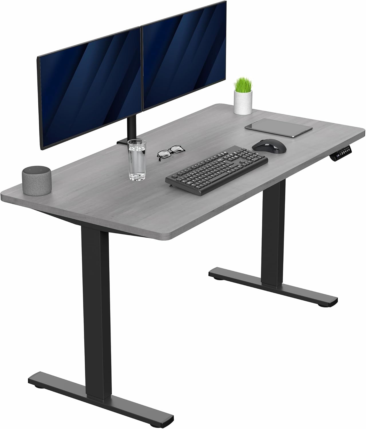 VIVO Electric 60 x 30 in Standing Desk, Memory Height Adjustment, 1B Series, Holds 220 lbs, Black Top Black Frame, DESK-KIT-1B6B-30