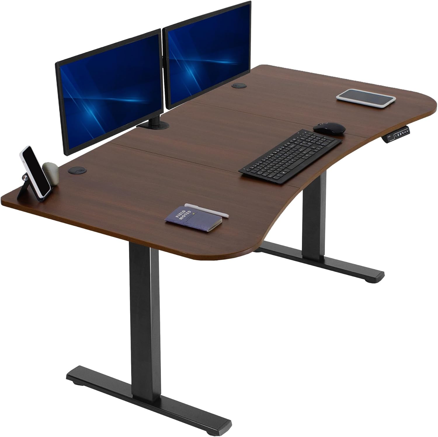 VIVO Electric 60 x 30 in Standing Desk, Memory Height Adjustment, 1B Series, Holds 220 lbs, Black Top Black Frame, DESK-KIT-1B6B-30