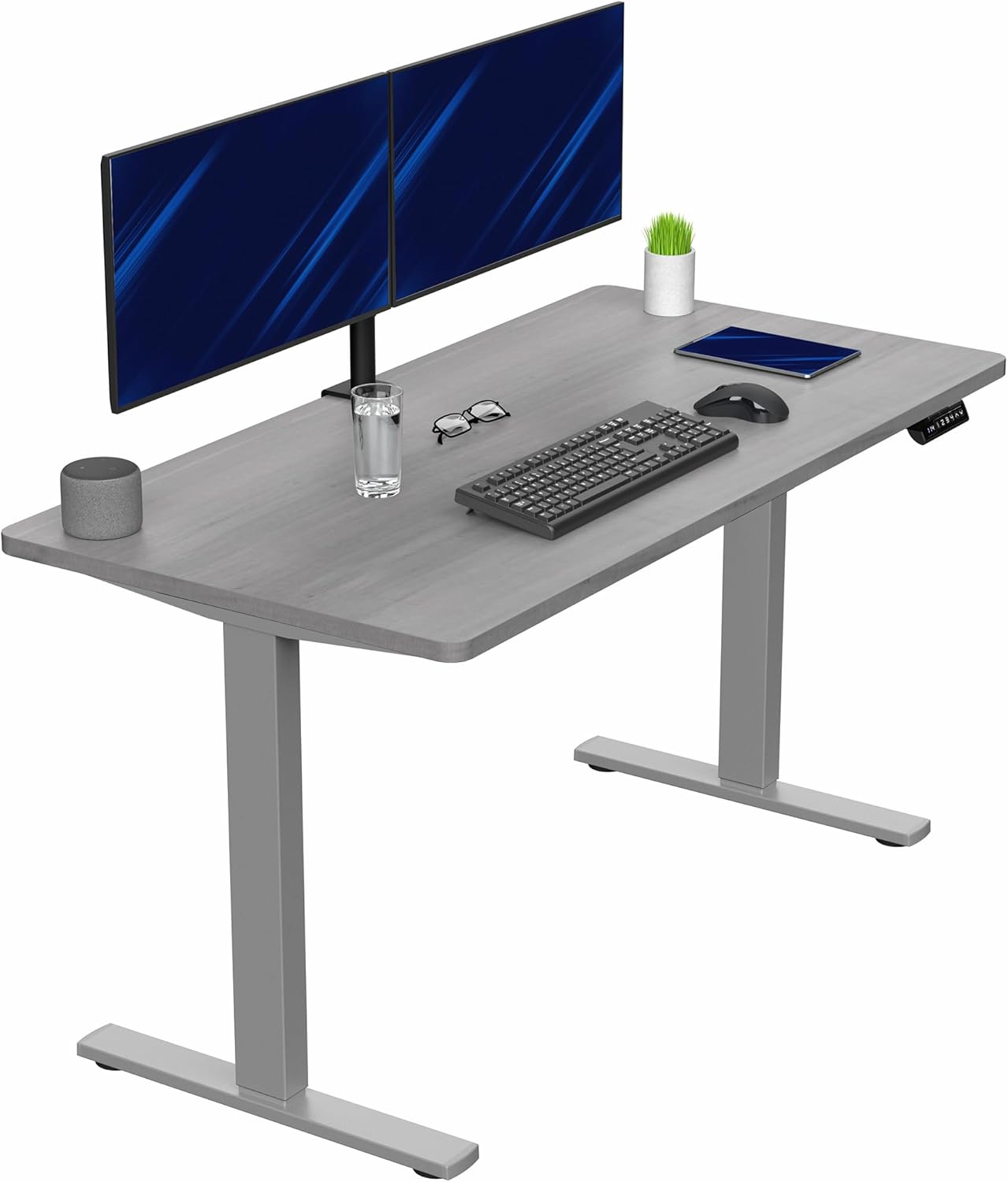 VIVO Electric 60 x 30 in Standing Desk, Memory Height Adjustment, 1B Series, Holds 220 lbs, Black Top Black Frame, DESK-KIT-1B6B-30