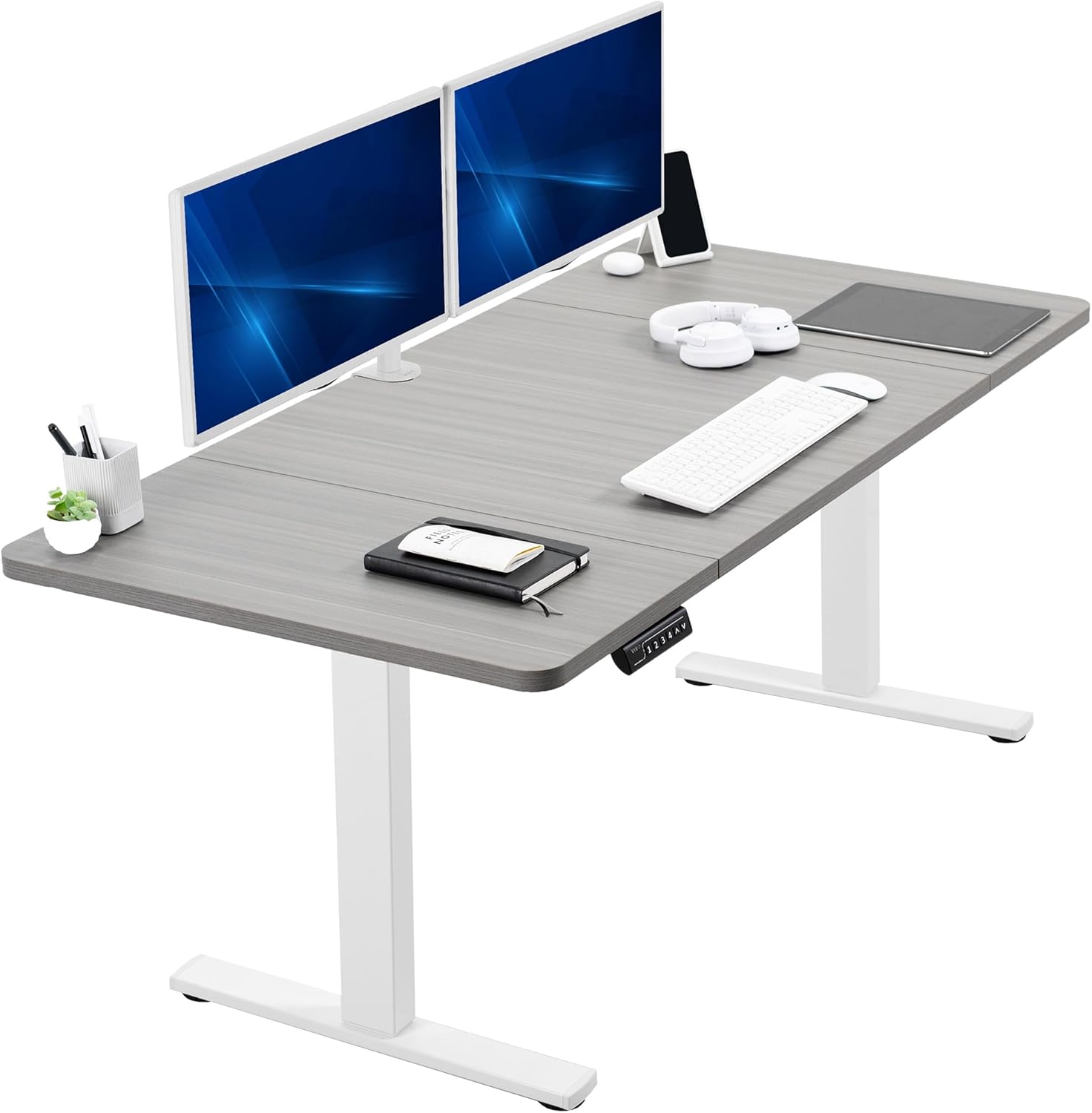VIVO Electric 60 x 30 in Standing Desk, Memory Height Adjustment, 1B Series, Holds 220 lbs, Black Top Black Frame, DESK-KIT-1B6B-30