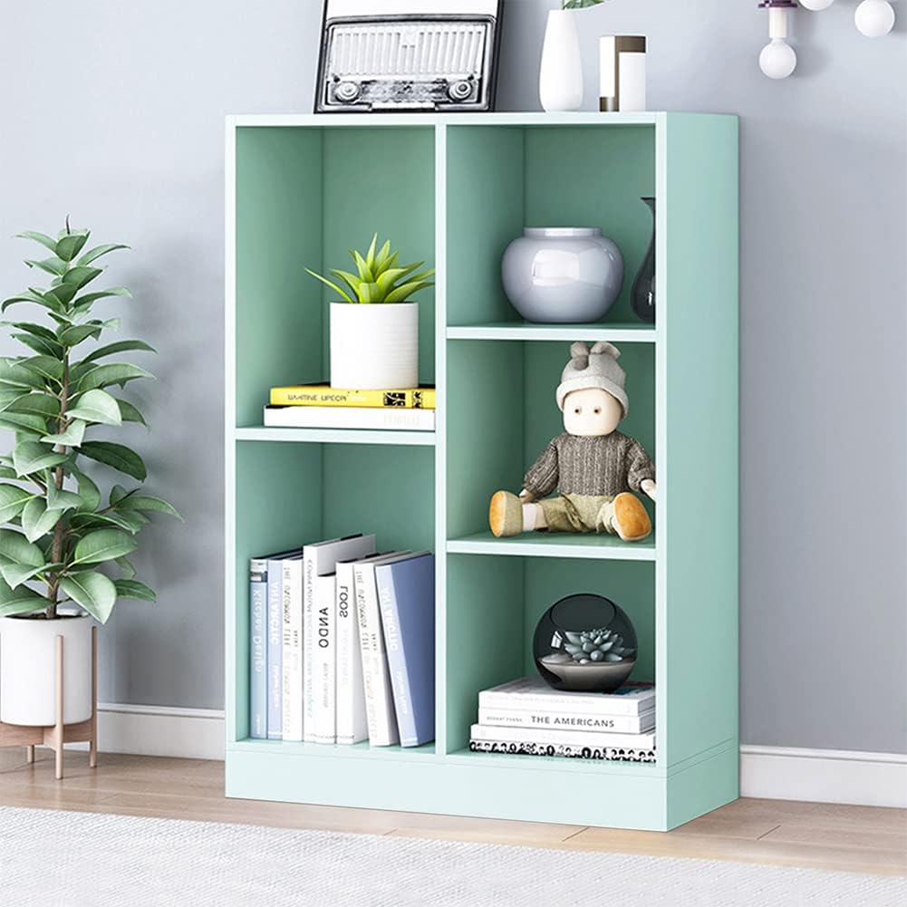 IOTXY Open Shelf Low Bookcase - Wooden 3-Tier Floor Standing Display Cabinet Organizer with Base, 10 Cubes Short Horizontal Bookshelf in Warm White