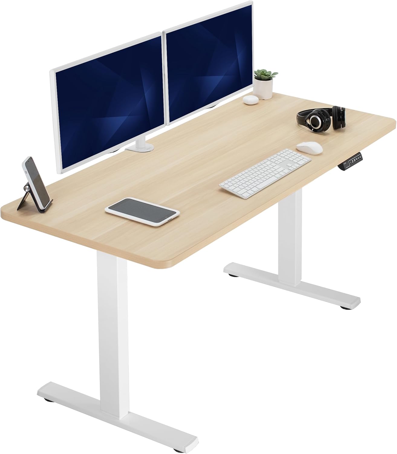 VIVO Electric 60 x 30 in Standing Desk, Memory Height Adjustment, 1B Series, Holds 220 lbs, Black Top Black Frame, DESK-KIT-1B6B-30