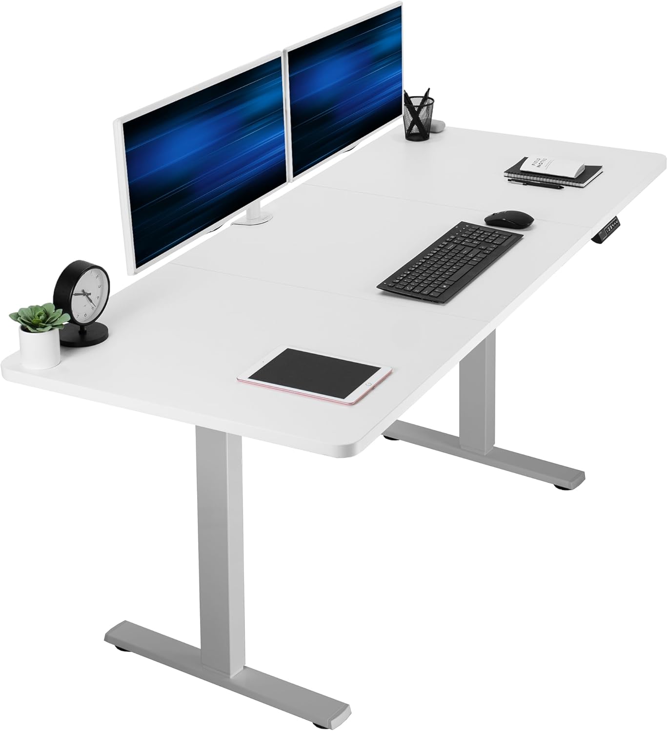 VIVO Electric 60 x 30 in Standing Desk, Memory Height Adjustment, 1B Series, Holds 220 lbs, Black Top Black Frame, DESK-KIT-1B6B-30