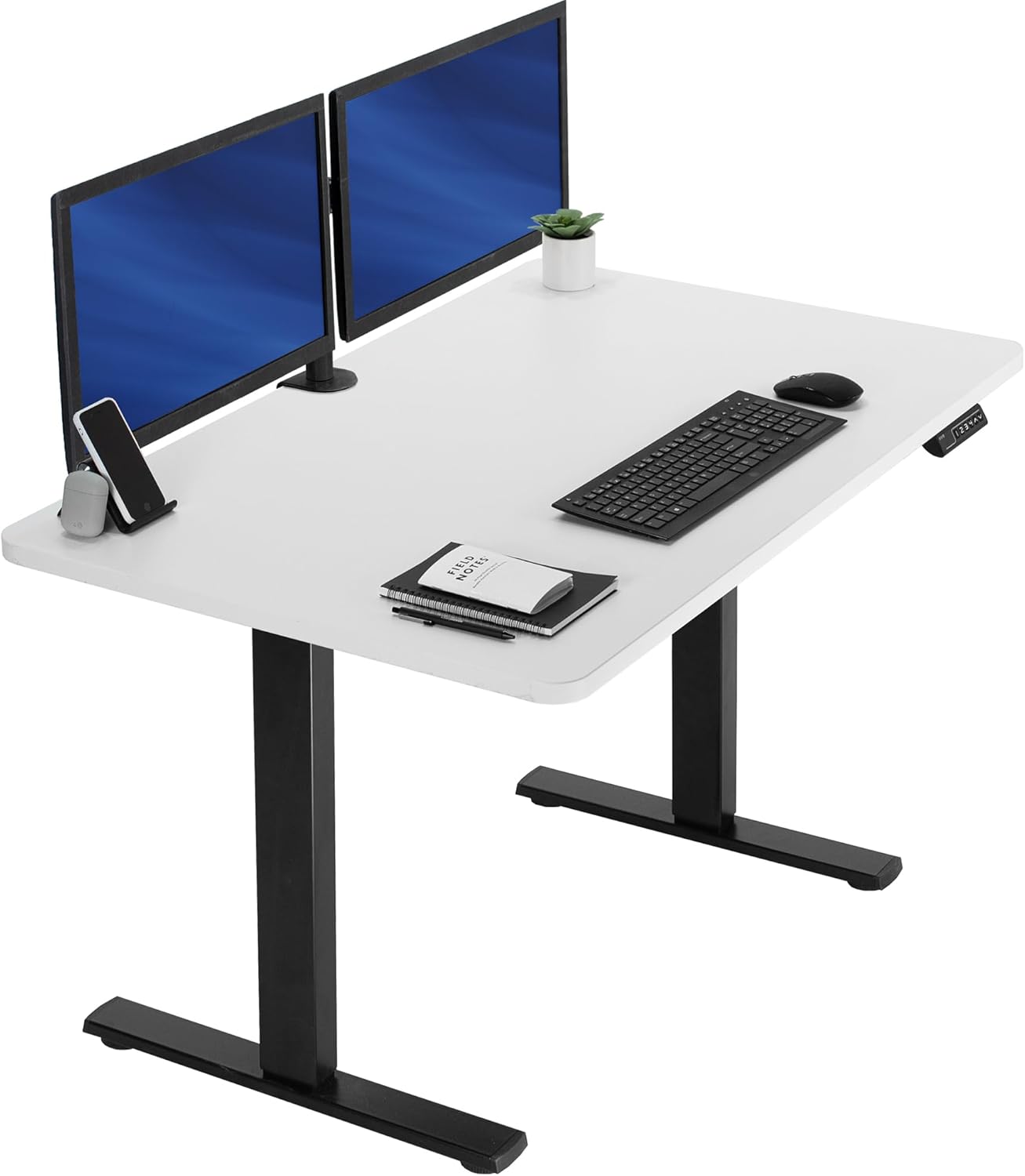 VIVO Electric 60 x 30 in Standing Desk, Memory Height Adjustment, 1B Series, Holds 220 lbs, Black Top Black Frame, DESK-KIT-1B6B-30