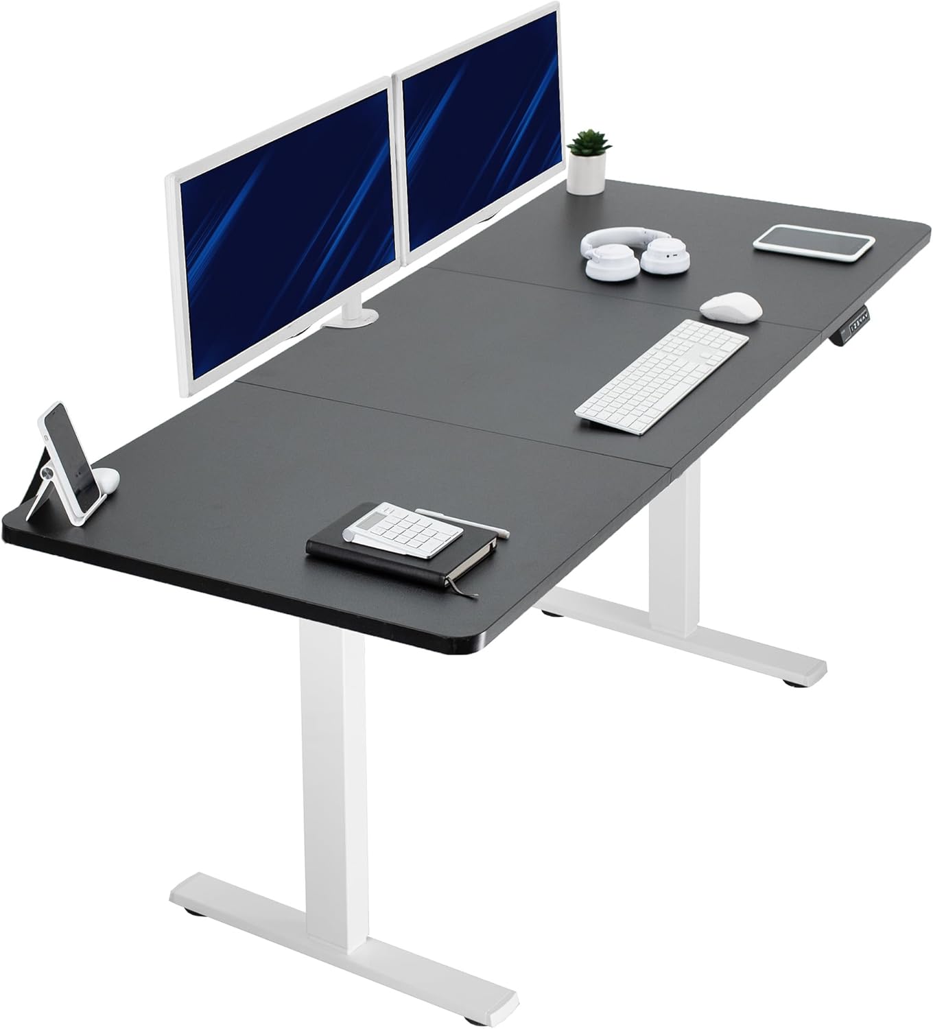 VIVO Electric 60 x 30 in Standing Desk, Memory Height Adjustment, 1B Series, Holds 220 lbs, Black Top Black Frame, DESK-KIT-1B6B-30