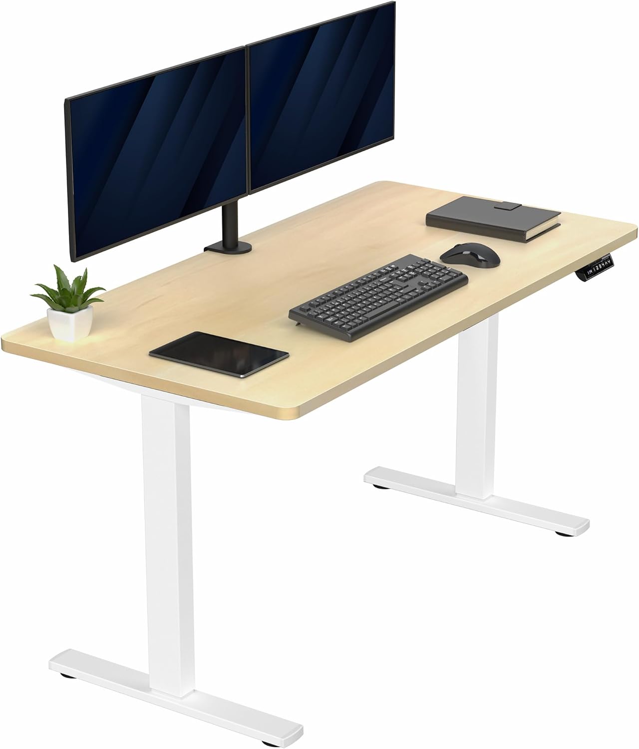 VIVO Electric 60 x 30 in Standing Desk, Memory Height Adjustment, 1B Series, Holds 220 lbs, Black Top Black Frame, DESK-KIT-1B6B-30