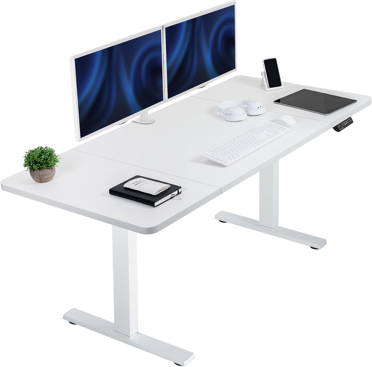VIVO Electric 60 x 30 in Standing Desk, Memory Height Adjustment, 1B Series, Holds 220 lbs, Black Top Black Frame, DESK-KIT-1B6B-30