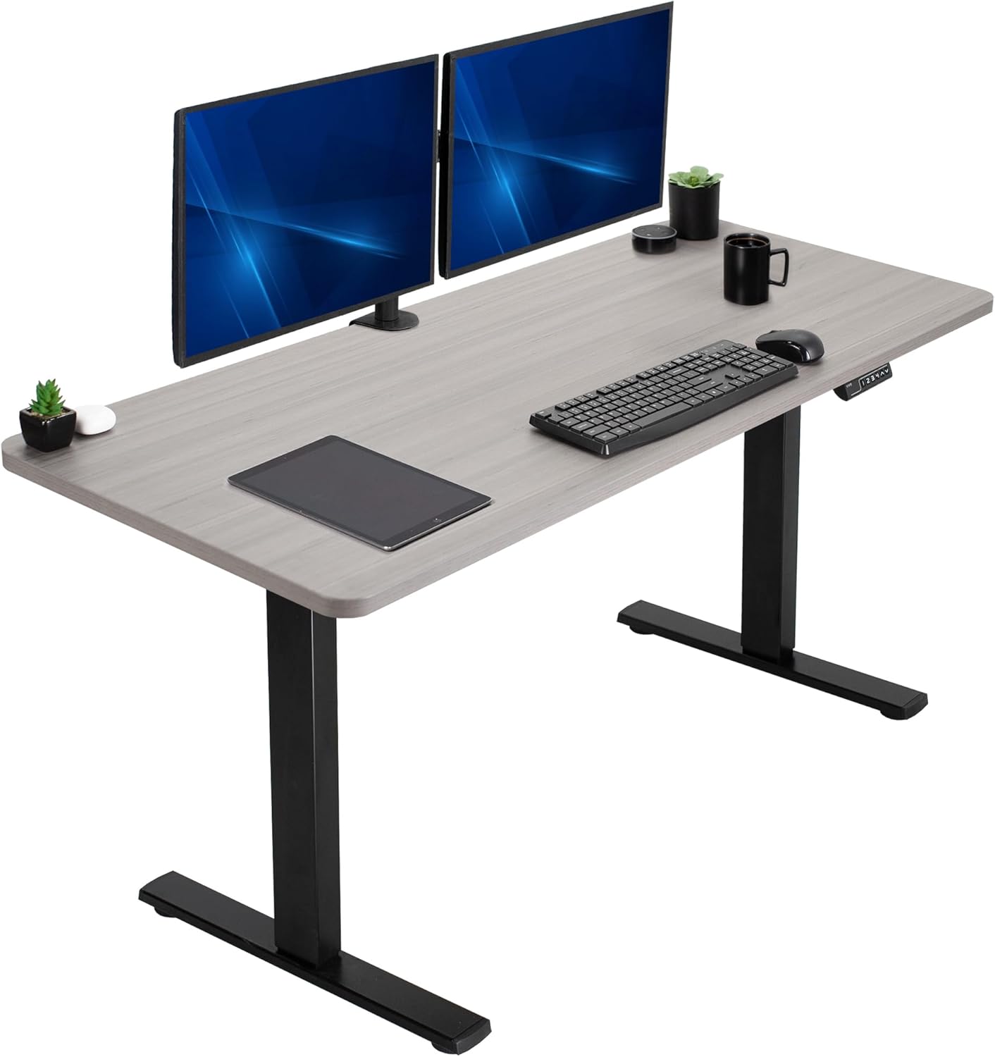 VIVO Electric 60 x 30 in Standing Desk, Memory Height Adjustment, 1B Series, Holds 220 lbs, Black Top Black Frame, DESK-KIT-1B6B-30