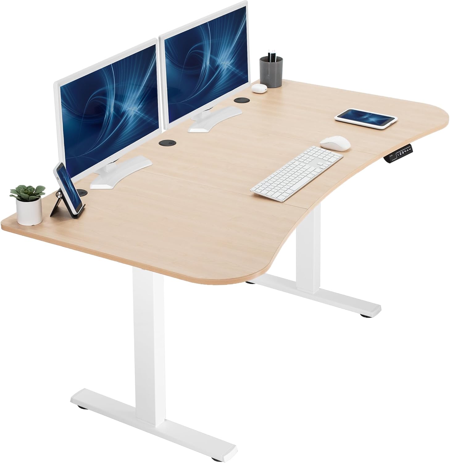 VIVO Electric 60 x 30 in Standing Desk, Memory Height Adjustment, 1B Series, Holds 220 lbs, Black Top Black Frame, DESK-KIT-1B6B-30
