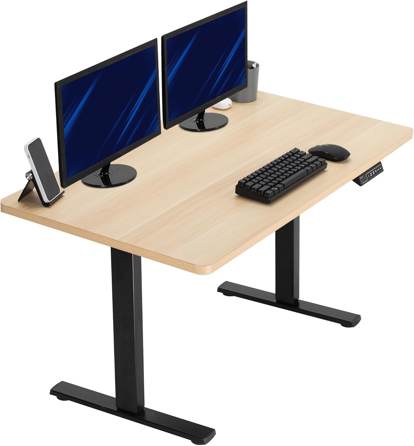VIVO Electric 60 x 30 in Standing Desk, Memory Height Adjustment, 1B Series, Holds 220 lbs, Black Top Black Frame, DESK-KIT-1B6B-30