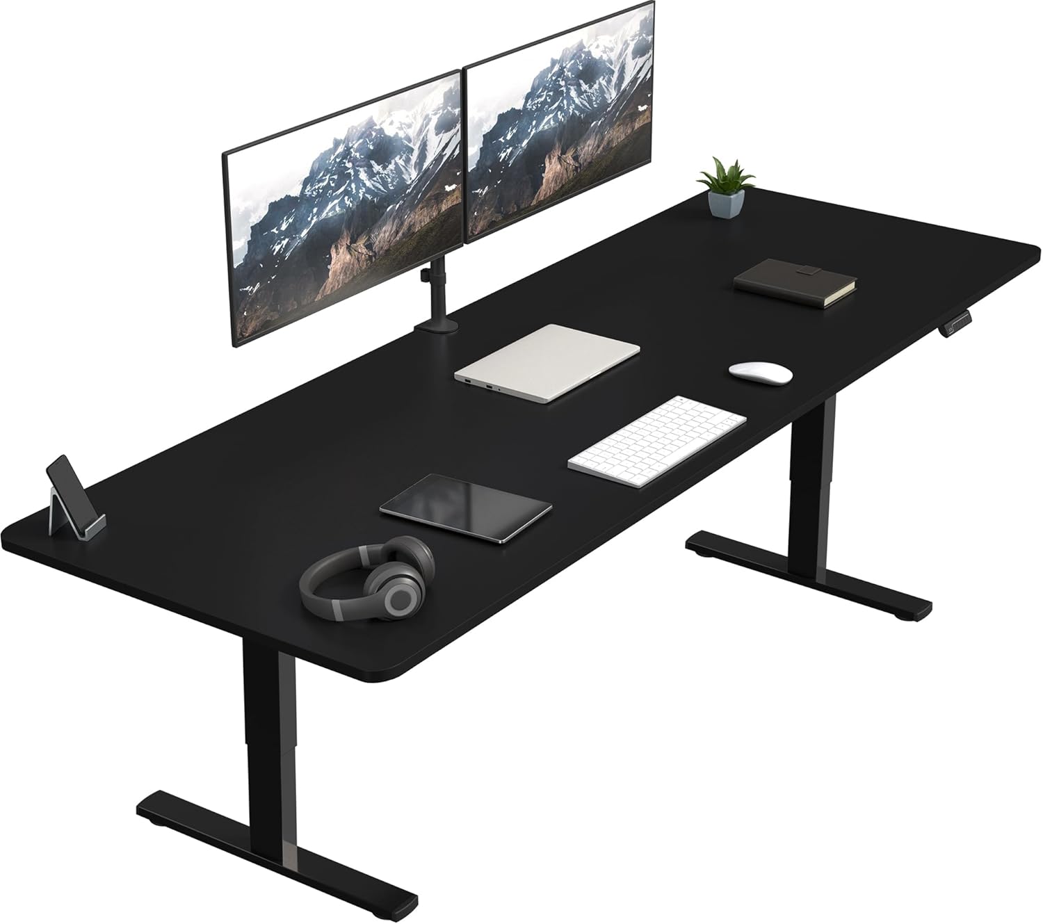 VIVO Electric 60 x 30 in Standing Desk, Memory Height Adjustment, 1B Series, Holds 220 lbs, Black Top Black Frame, DESK-KIT-1B6B-30