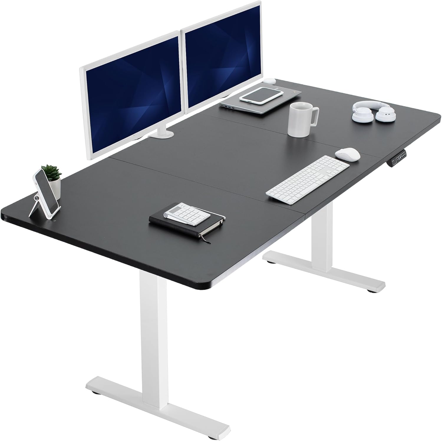 VIVO Electric 60 x 30 in Standing Desk, Memory Height Adjustment, 1B Series, Holds 220 lbs, Black Top Black Frame, DESK-KIT-1B6B-30