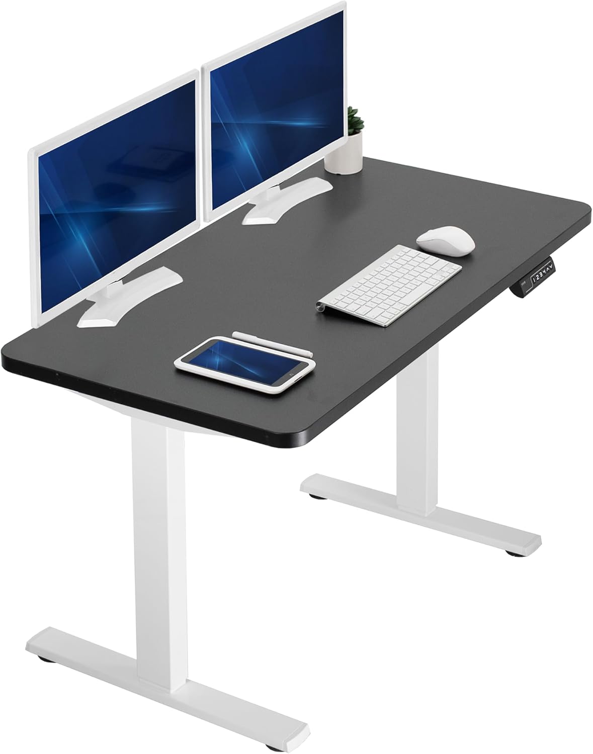 VIVO Electric 60 x 30 in Standing Desk, Memory Height Adjustment, 1B Series, Holds 220 lbs, Black Top Black Frame, DESK-KIT-1B6B-30