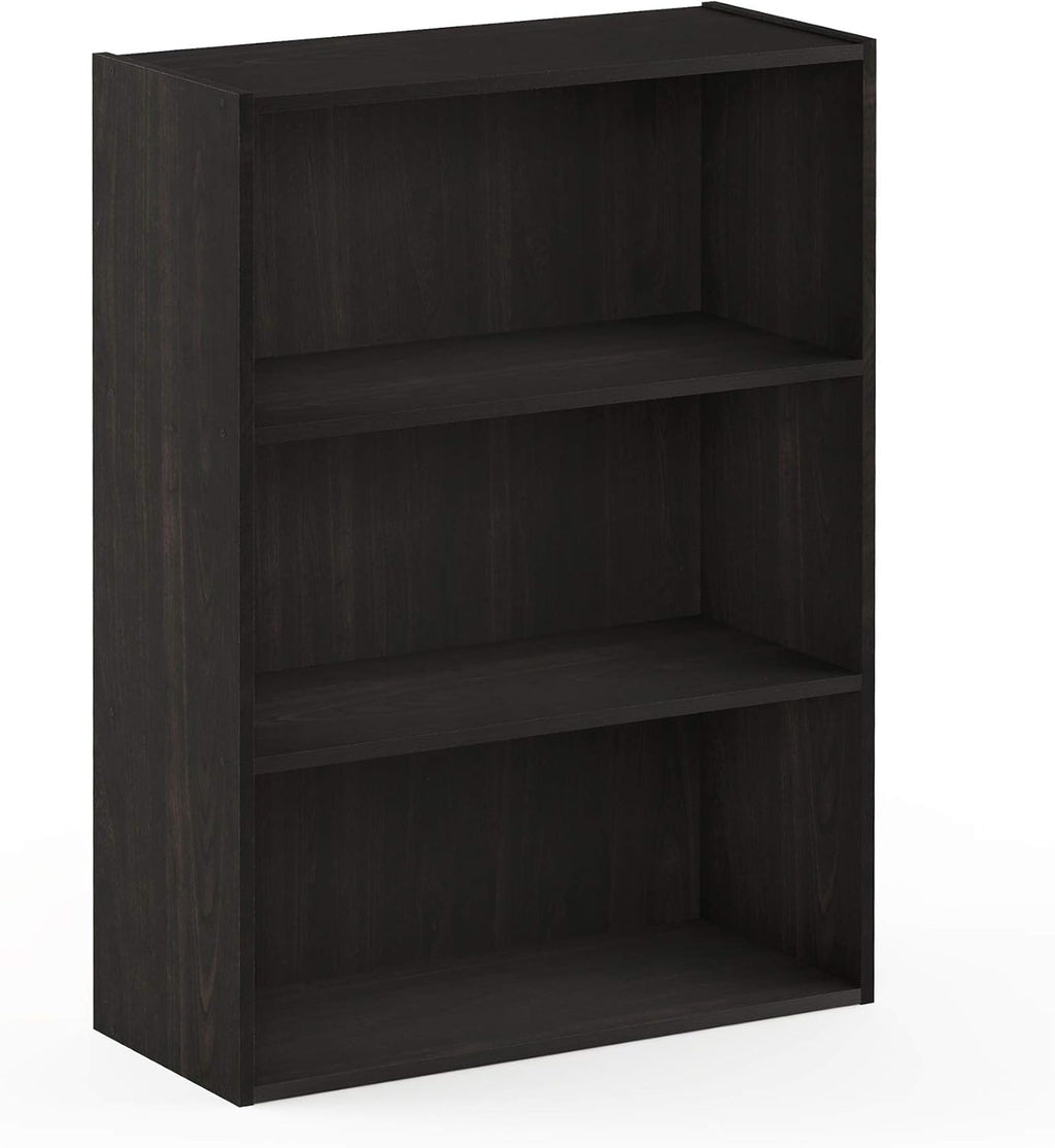 Furinno PASIR Book Shelf, 3-Tier Bookshelf, Bookcase, 9.7" x 23.7" x 31.5", for Living Room, Bedroom, Home Office, Blackwood