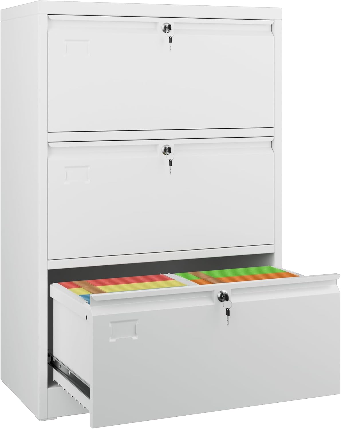 SUXXAN 4 Drawer File Cabinet, Metal Vertical Black Filing Cabinets with Locks Name Card Holder for Home Office, Assembly Required