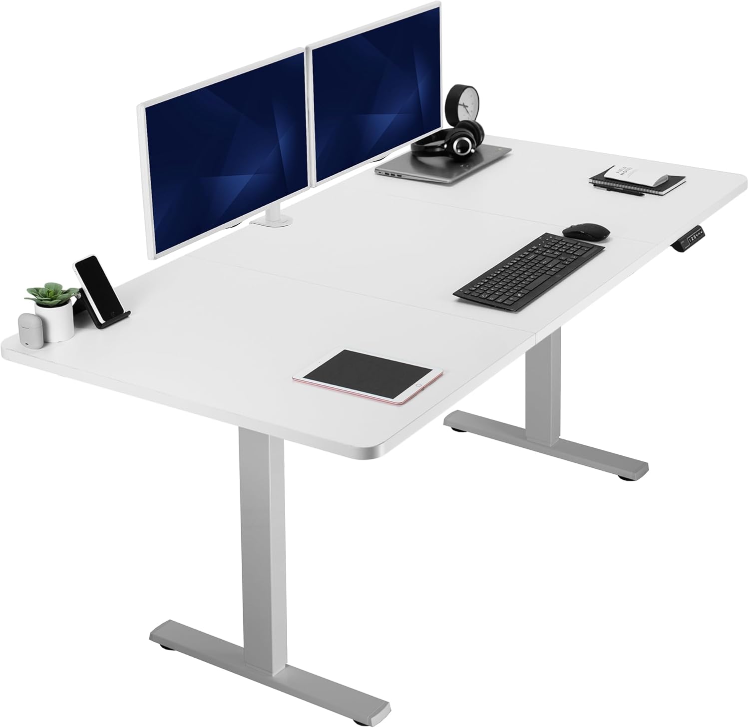 VIVO Electric 60 x 30 in Standing Desk, Memory Height Adjustment, 1B Series, Holds 220 lbs, Black Top Black Frame, DESK-KIT-1B6B-30