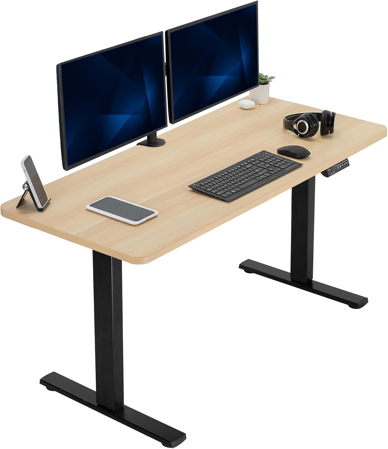 VIVO Electric 60 x 30 in Standing Desk, Memory Height Adjustment, 1B Series, Holds 220 lbs, Black Top Black Frame, DESK-KIT-1B6B-30