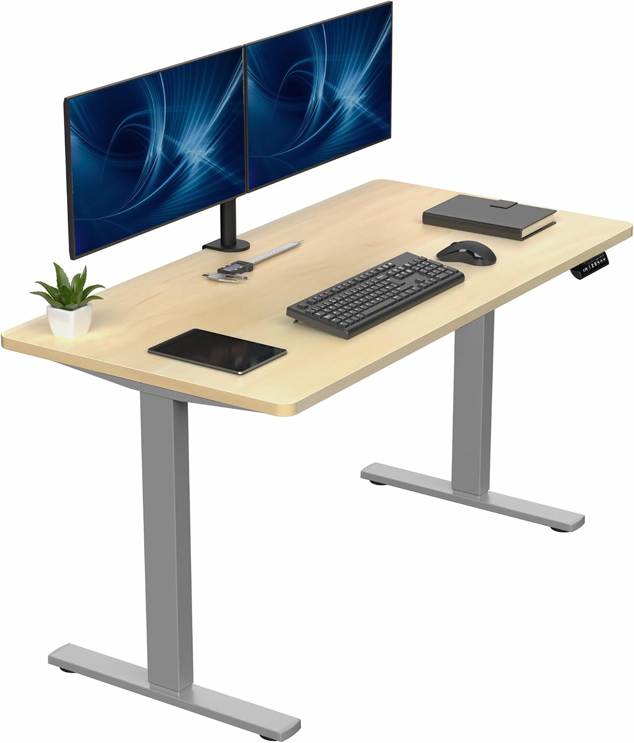 VIVO Electric 60 x 30 in Standing Desk, Memory Height Adjustment, 1B Series, Holds 220 lbs, Black Top Black Frame, DESK-KIT-1B6B-30