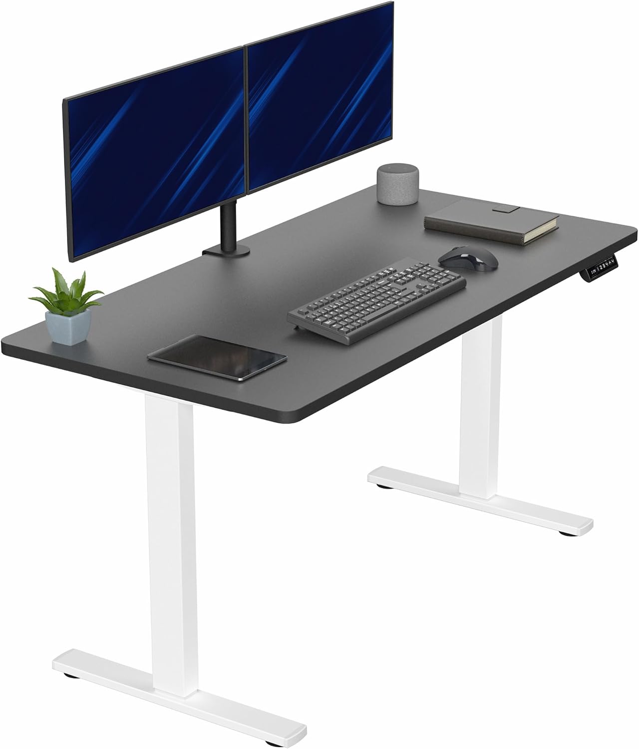 VIVO Electric 60 x 30 in Standing Desk, Memory Height Adjustment, 1B Series, Holds 220 lbs, Black Top Black Frame, DESK-KIT-1B6B-30