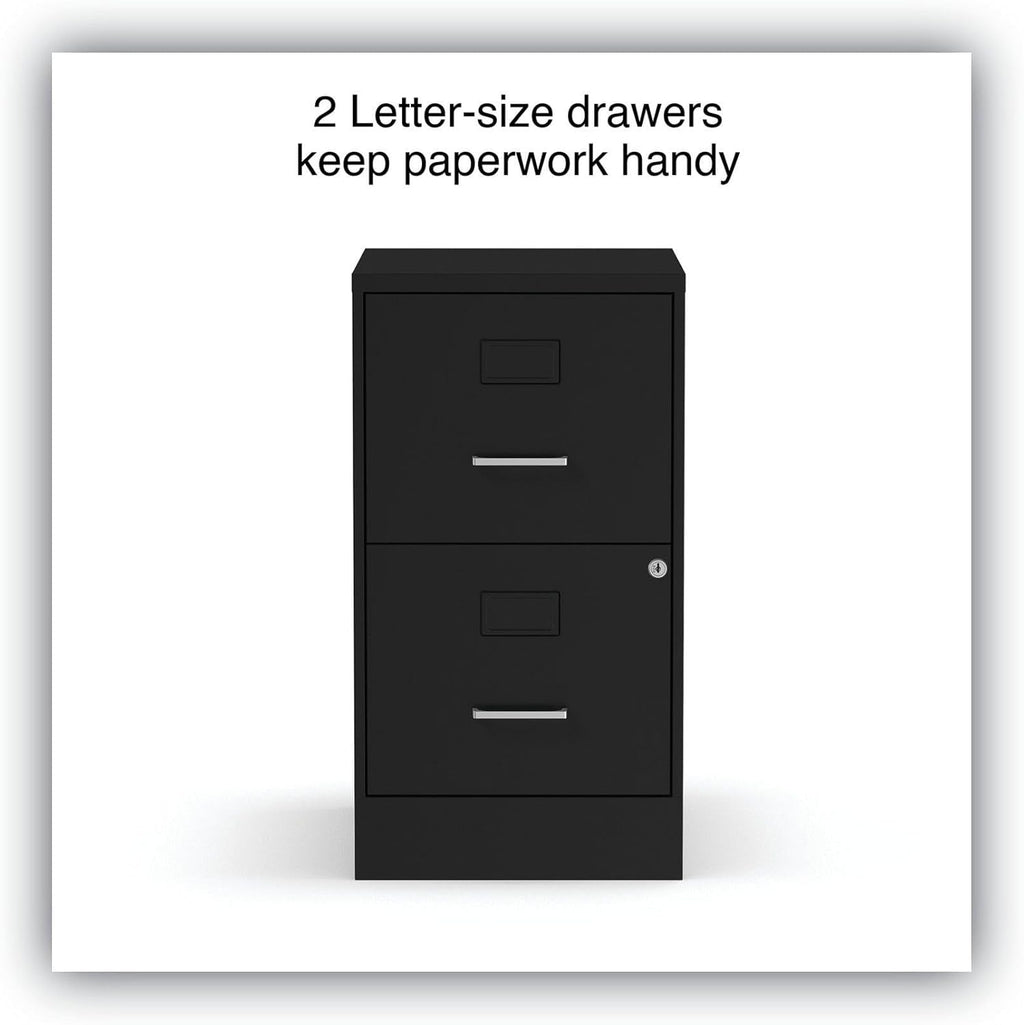 Alera Soho Vertical File Cabinet, 2 Drawers: File/File, Letter, Black, 14" X 18" X 24.1"