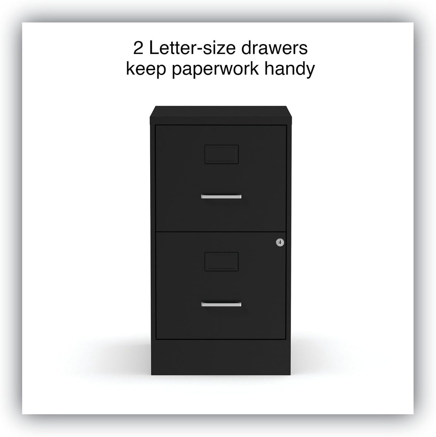 Alera Soho Vertical File Cabinet, 2 Drawers: File/File, Letter, Black, 14" X 18" X 24.1"