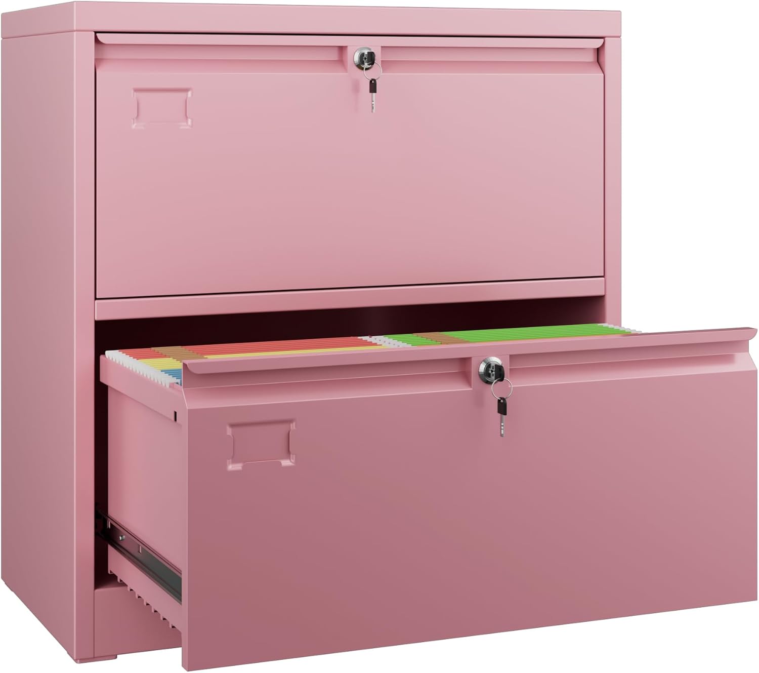 SUXXAN 4 Drawer File Cabinet, Metal Vertical Black Filing Cabinets with Locks Name Card Holder for Home Office, Assembly Required