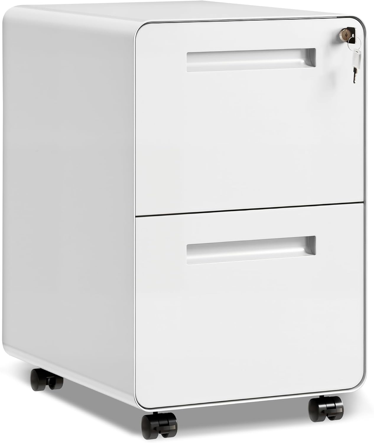 DEVAISE 2 Drawer Metal File Cabinet, Fully Assembled, Under Desk, Black, Lock, Fits Letter/Legal/A4 Size Files