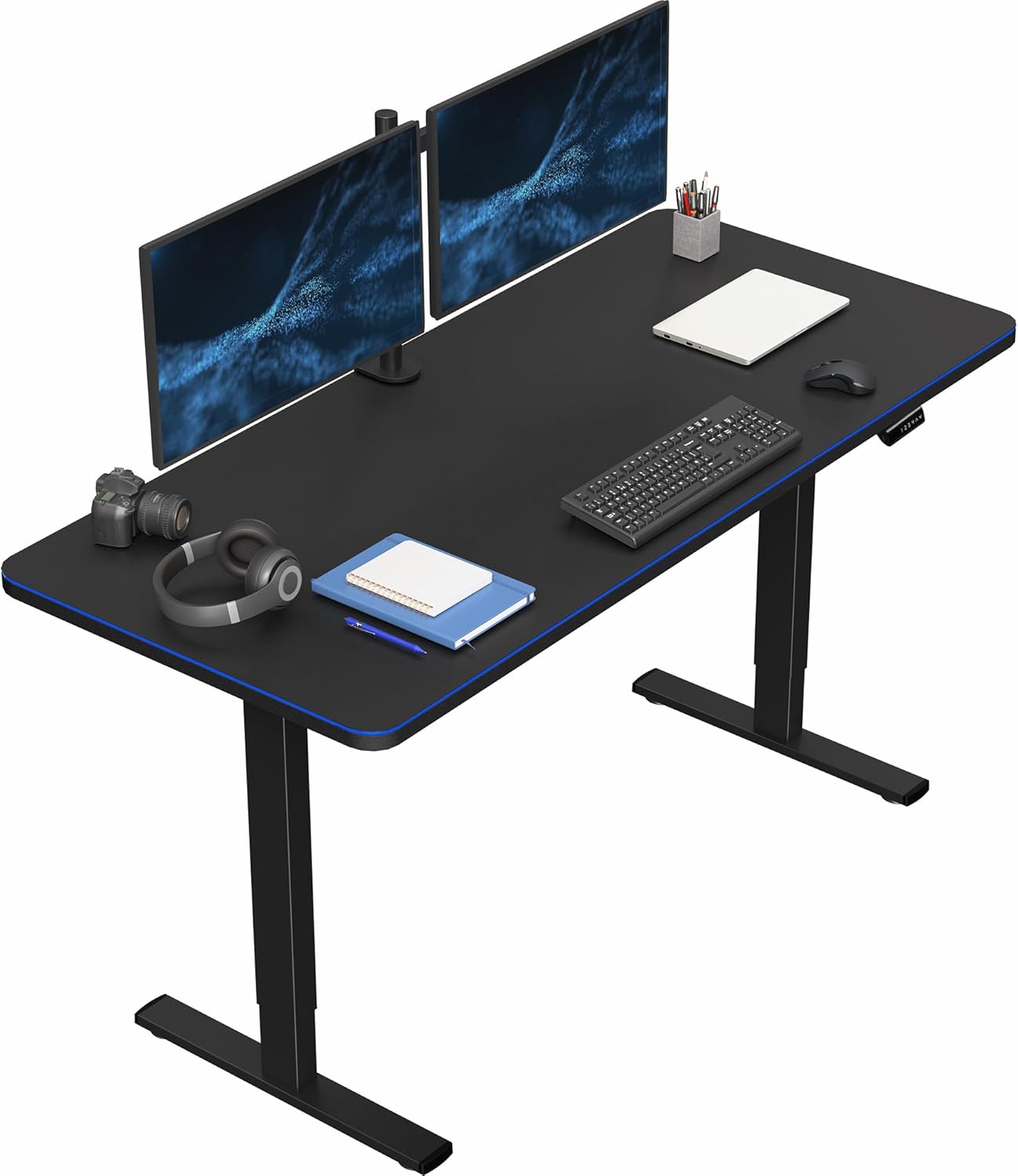 VIVO Electric 60 x 30 in Standing Desk, Memory Height Adjustment, 1B Series, Holds 220 lbs, Black Top Black Frame, DESK-KIT-1B6B-30
