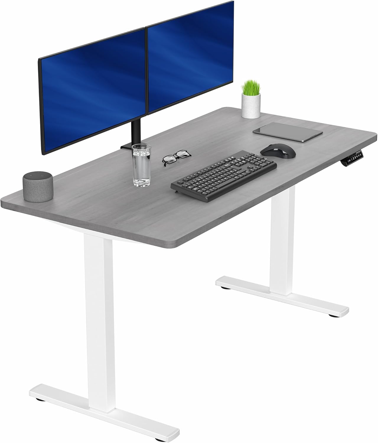 VIVO Electric 60 x 30 in Standing Desk, Memory Height Adjustment, 1B Series, Holds 220 lbs, Black Top Black Frame, DESK-KIT-1B6B-30