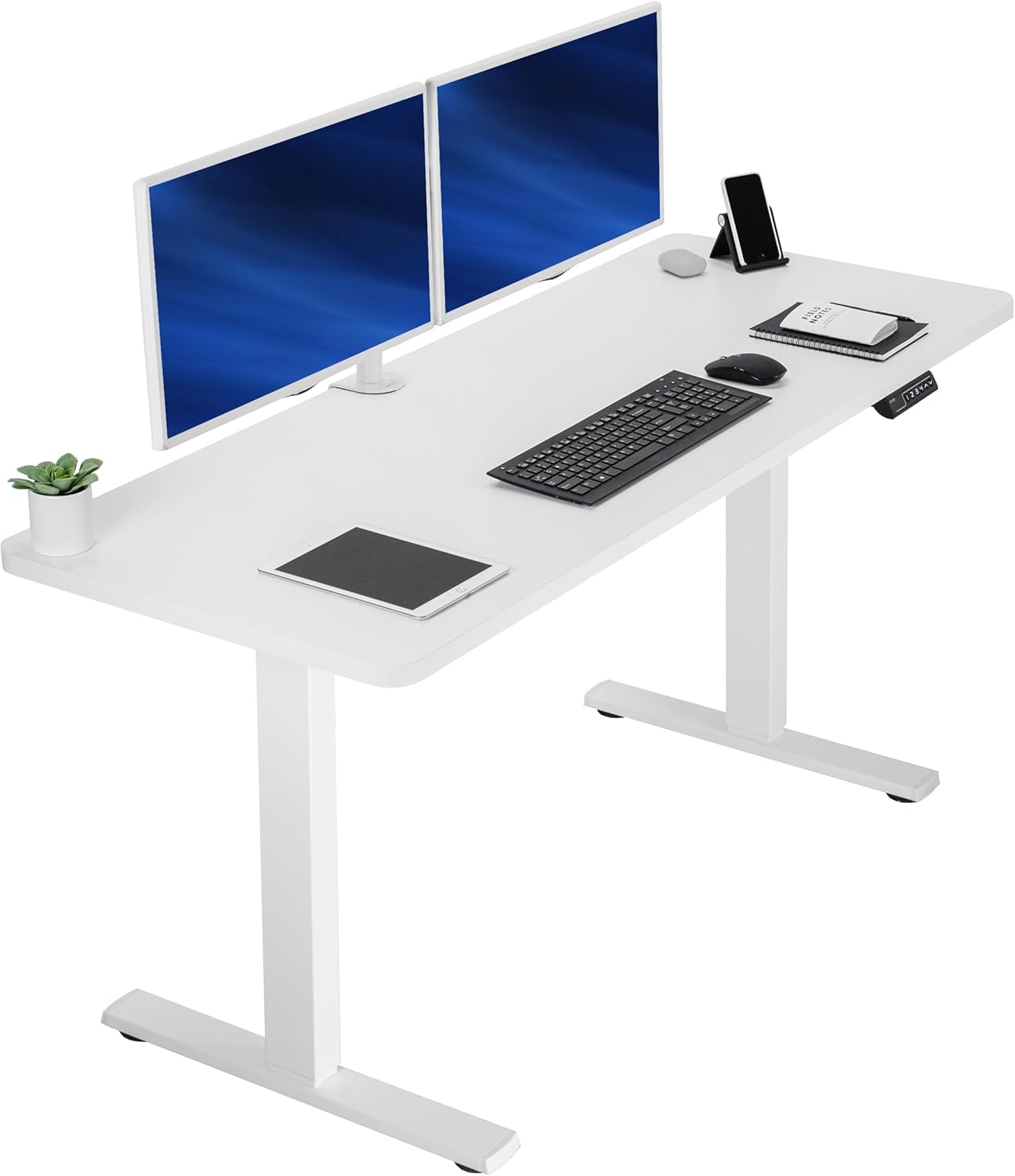 VIVO Electric 60 x 30 in Standing Desk, Memory Height Adjustment, 1B Series, Holds 220 lbs, Black Top Black Frame, DESK-KIT-1B6B-30