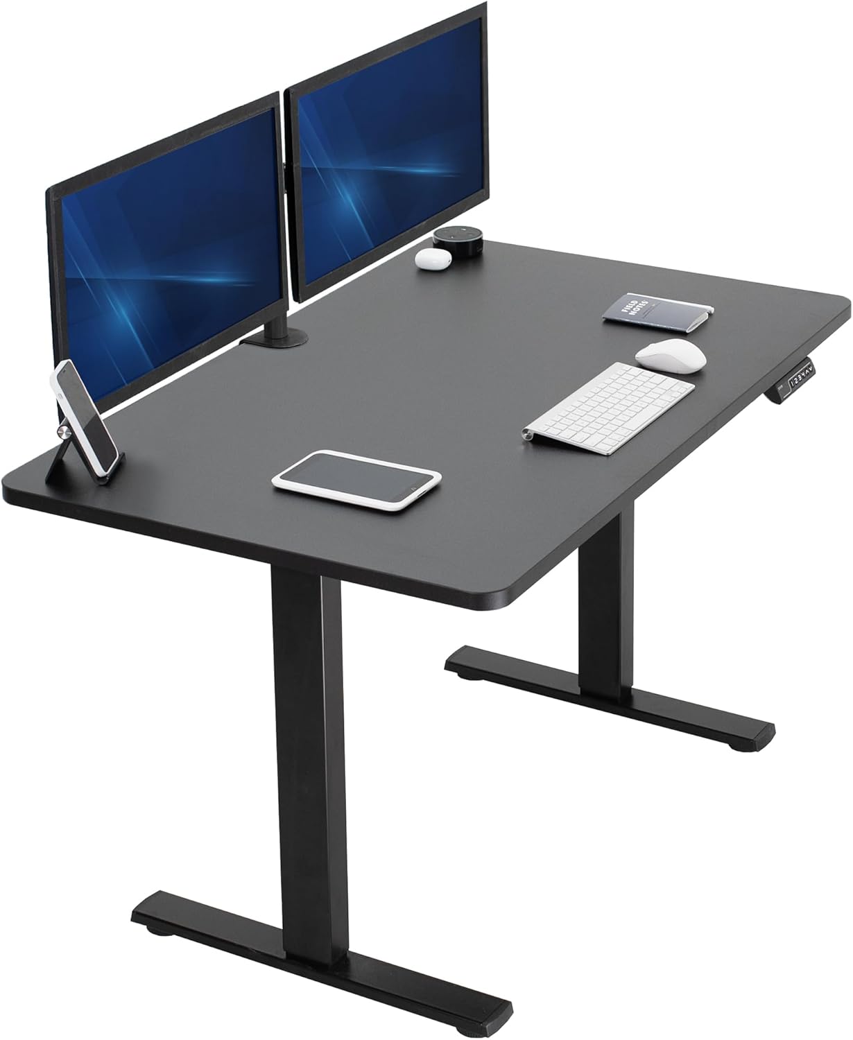 VIVO Electric 60 x 30 in Standing Desk, Memory Height Adjustment, 1B Series, Holds 220 lbs, Black Top Black Frame, DESK-KIT-1B6B-30
