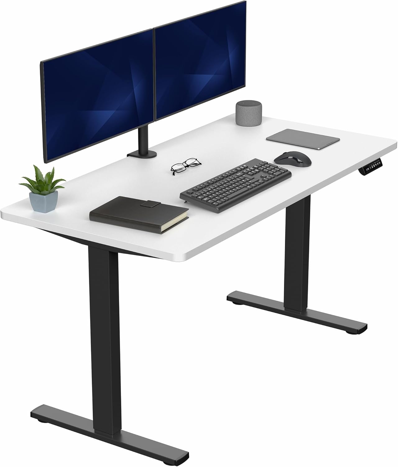 VIVO Electric 60 x 30 in Standing Desk, Memory Height Adjustment, 1B Series, Holds 220 lbs, Black Top Black Frame, DESK-KIT-1B6B-30