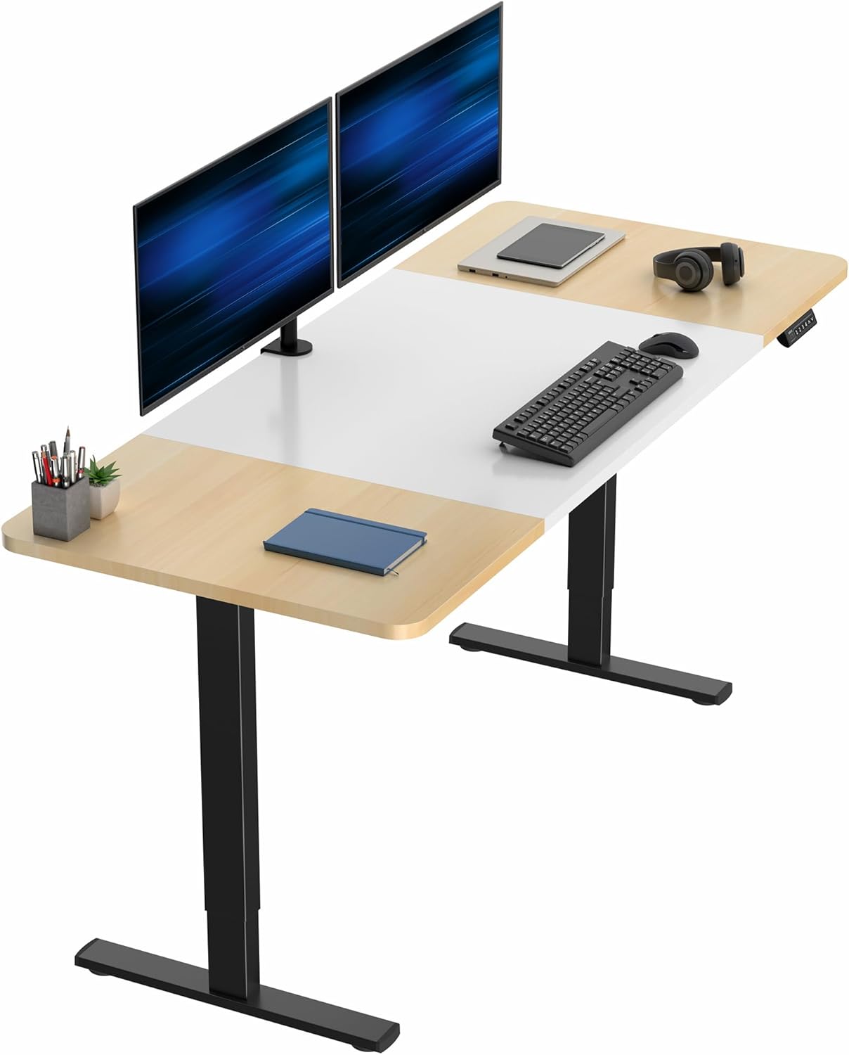 VIVO Electric 60 x 30 in Standing Desk, Memory Height Adjustment, 1B Series, Holds 220 lbs, Black Top Black Frame, DESK-KIT-1B6B-30