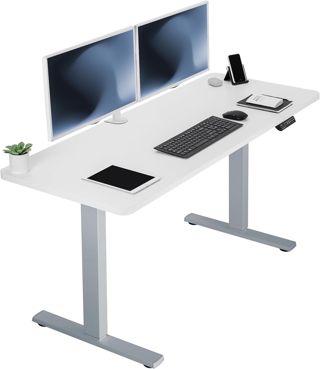 VIVO Electric 60 x 30 in Standing Desk, Memory Height Adjustment, 1B Series, Holds 220 lbs, Black Top Black Frame, DESK-KIT-1B6B-30