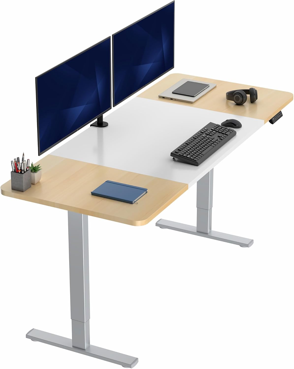 VIVO Electric 60 x 30 in Standing Desk, Memory Height Adjustment, 1B Series, Holds 220 lbs, Black Top Black Frame, DESK-KIT-1B6B-30