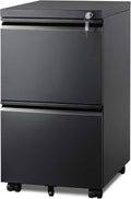 DEVAISE 2 Drawer Metal File Cabinet, Fully Assembled, Under Desk, Black, Lock, Fits Letter/Legal/A4 Size Files
