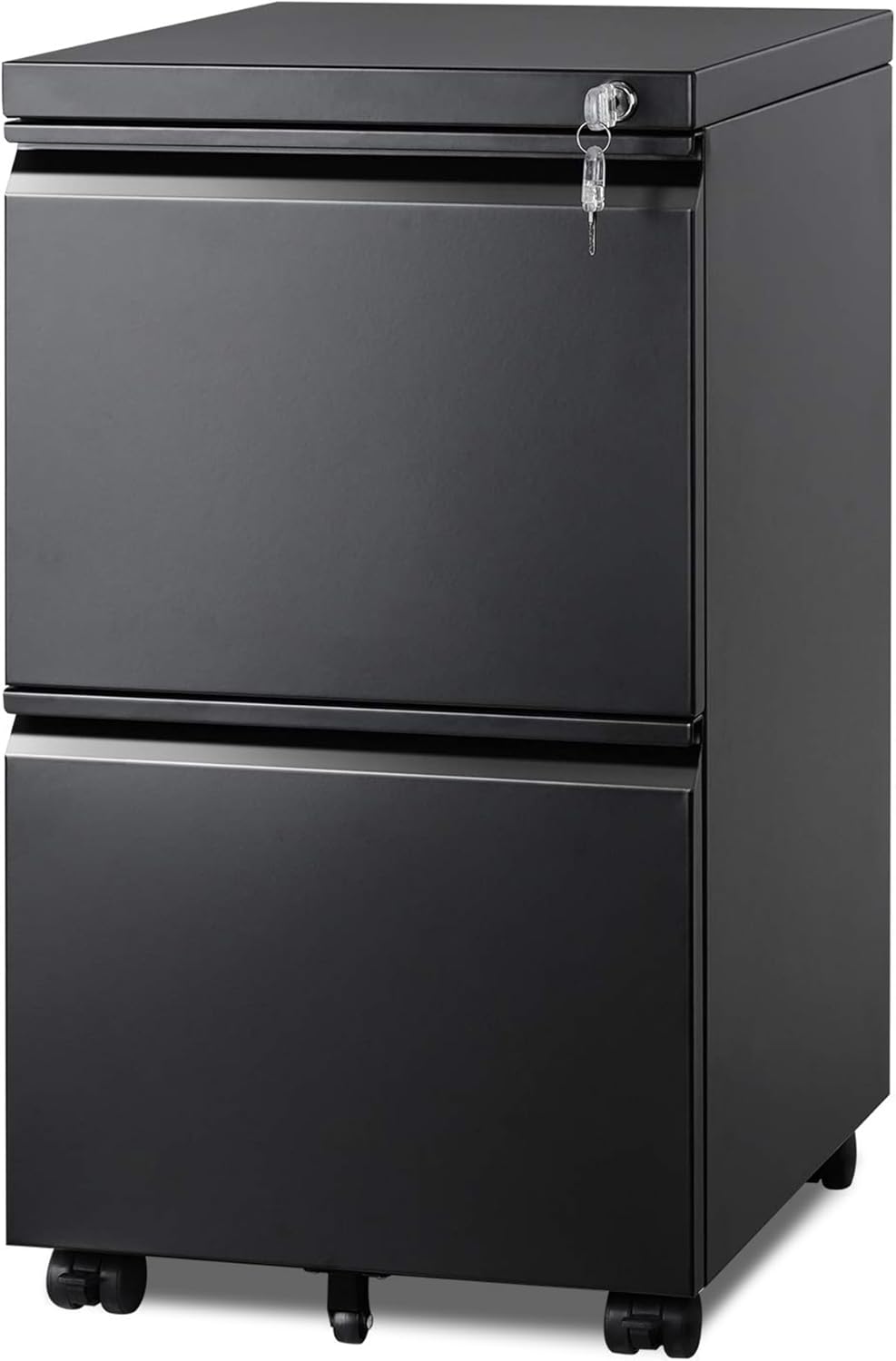 DEVAISE 2 Drawer Metal File Cabinet, Fully Assembled, Under Desk, Black, Lock, Fits Letter/Legal/A4 Size Files