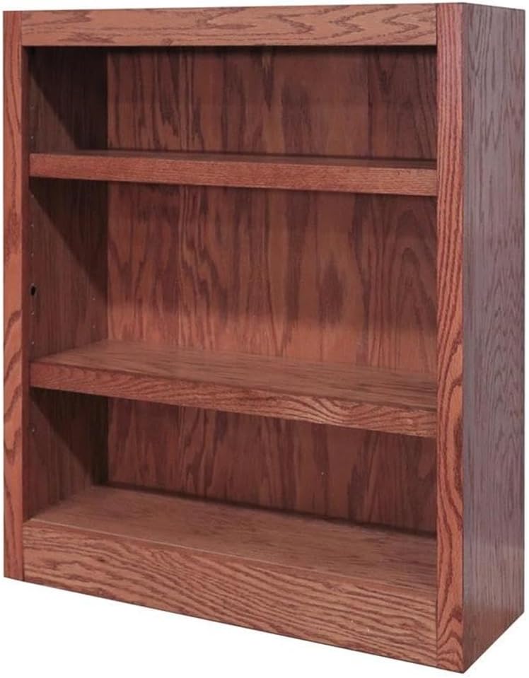 BOWERY HILL Traditional 36" Tall 3-Shelf Wood Bookcase in Cherry