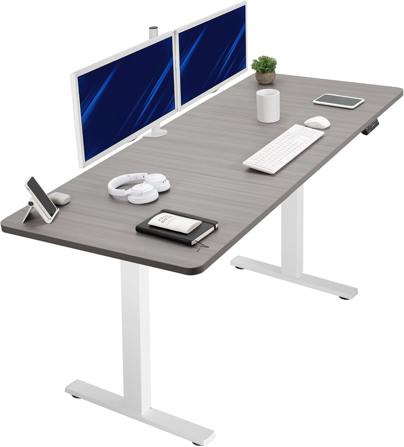 VIVO Electric 60 x 30 in Standing Desk, Memory Height Adjustment, 1B Series, Holds 220 lbs, Black Top Black Frame, DESK-KIT-1B6B-30