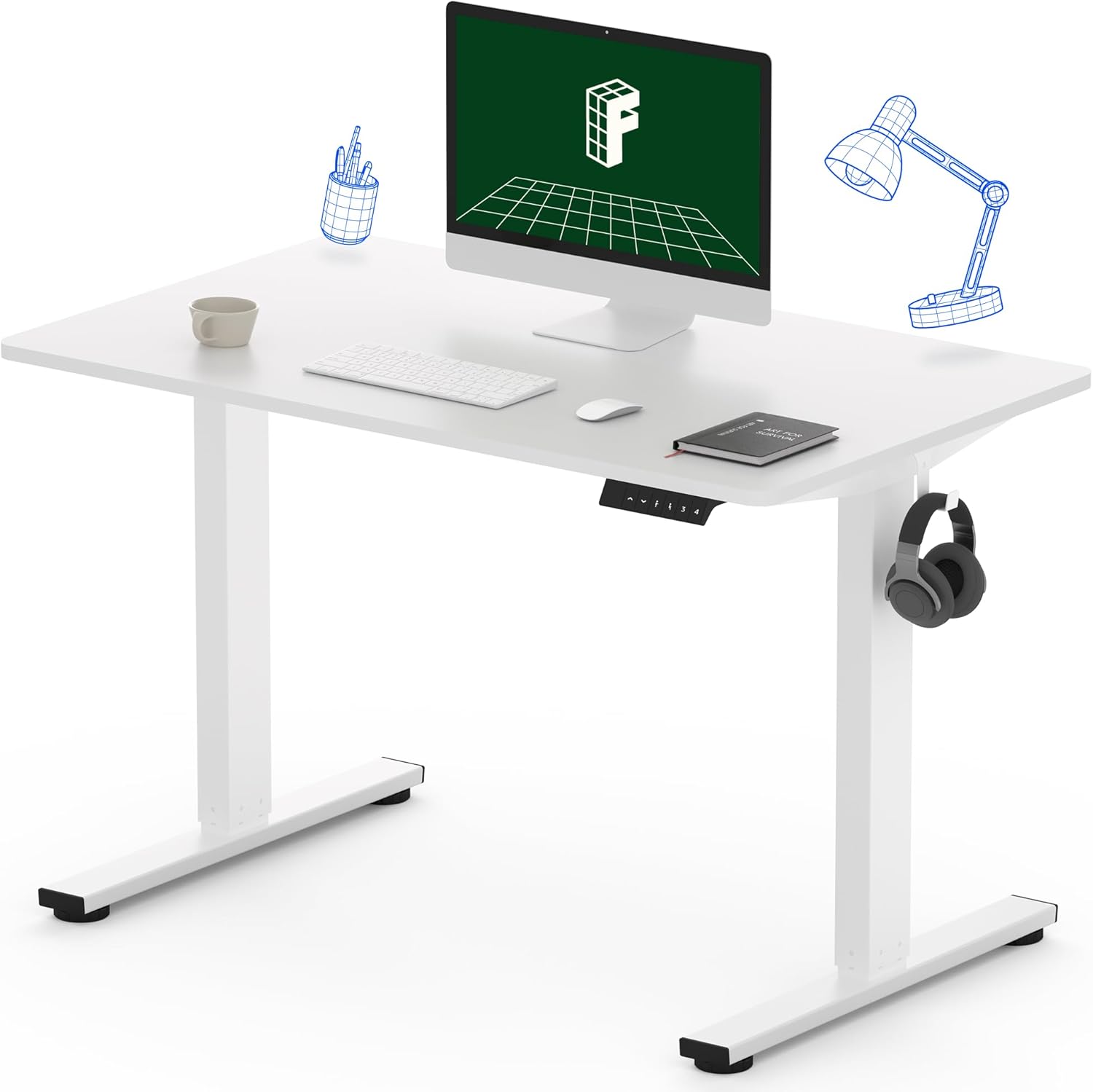 FLEXISPOT One-Piece Electric Standing Desk, 60 x 24 Inches Adjustable Desk with Seamless Desktop, Memory Controller Height Adjustment (Black Frame + Black Desktop, 2 Packages)
