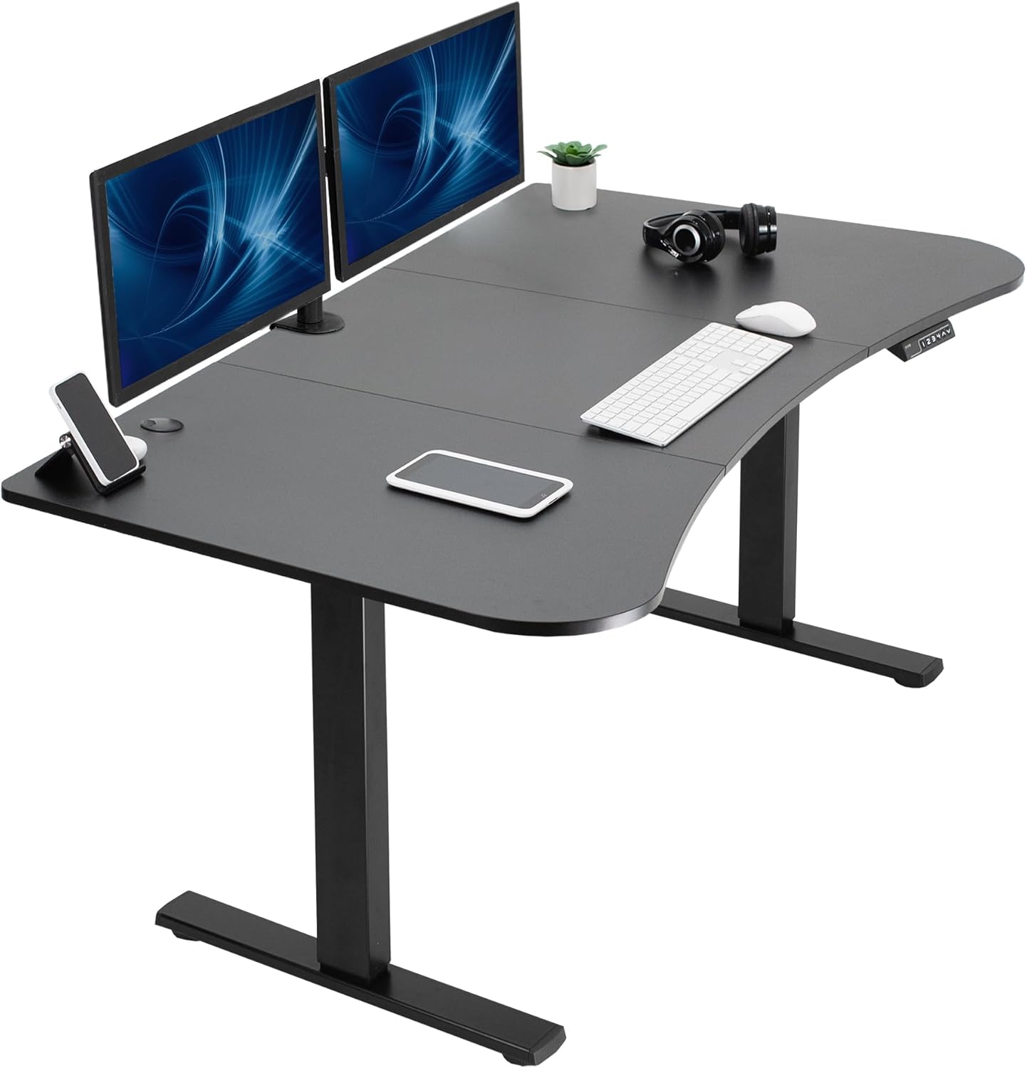 VIVO Electric 60 x 30 in Standing Desk, Memory Height Adjustment, 1B Series, Holds 220 lbs, Black Top Black Frame, DESK-KIT-1B6B-30