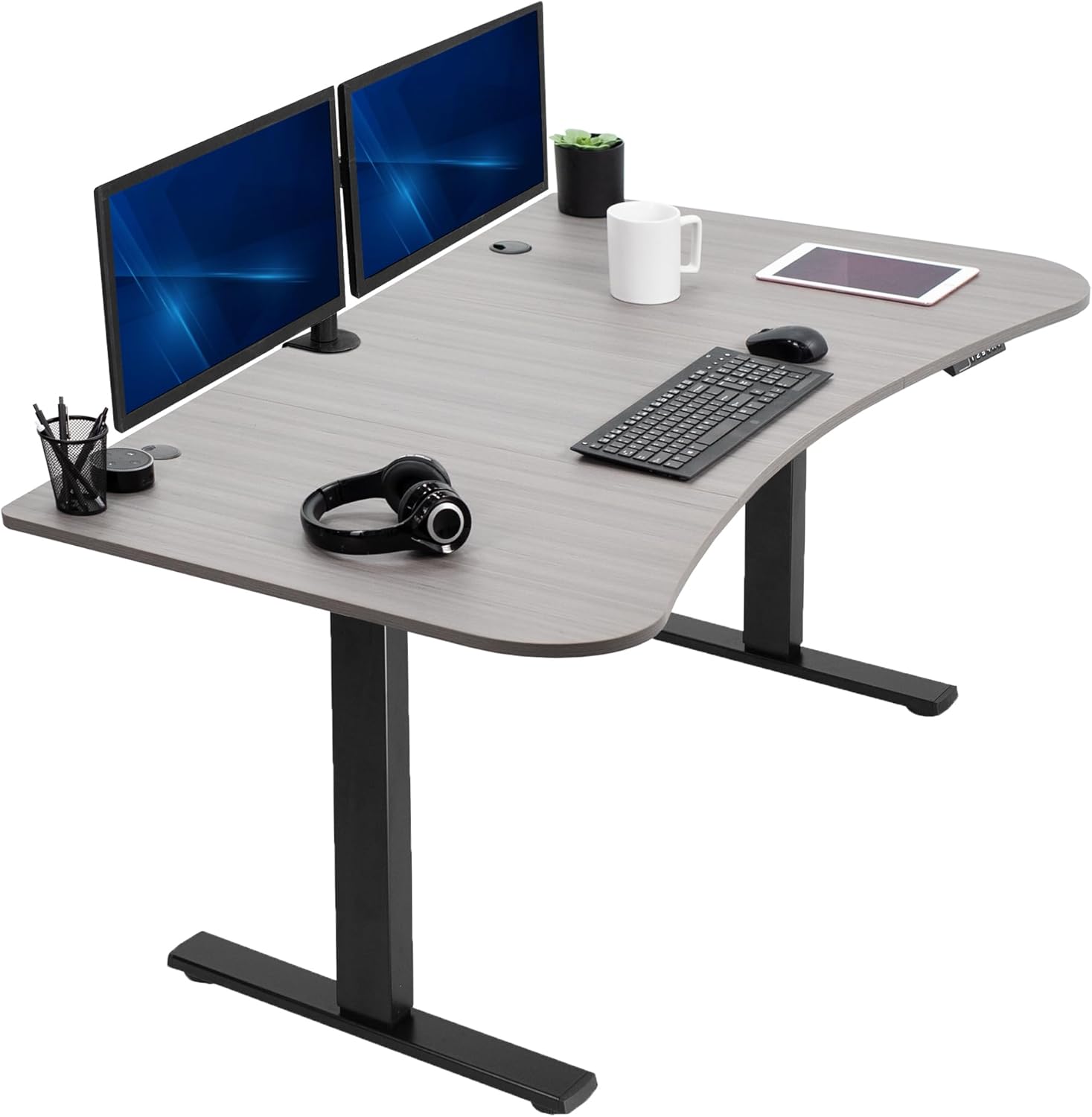 VIVO Electric 60 x 30 in Standing Desk, Memory Height Adjustment, 1B Series, Holds 220 lbs, Black Top Black Frame, DESK-KIT-1B6B-30
