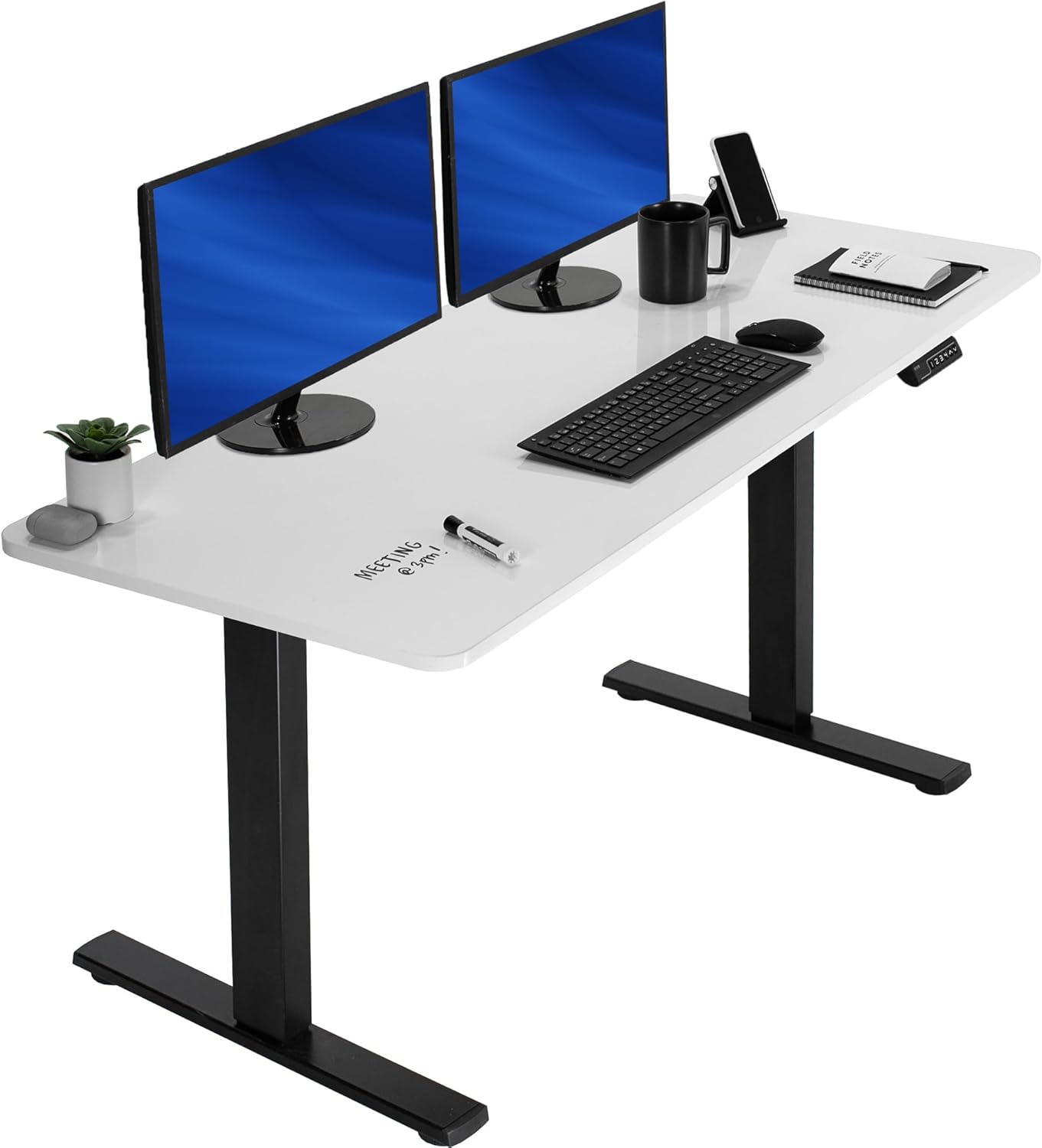 VIVO Electric 60 x 30 in Standing Desk, Memory Height Adjustment, 1B Series, Holds 220 lbs, Black Top Black Frame, DESK-KIT-1B6B-30